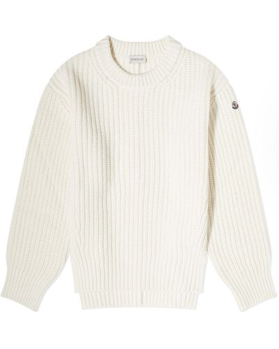 Moncler Crew Neck Knitted Sweater - White