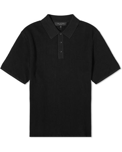 Rag & Bone Harvey Knit Polo Shirt - Black