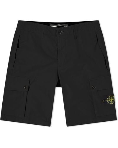Stone Island Supima Cotton Cargo Shorts - Black