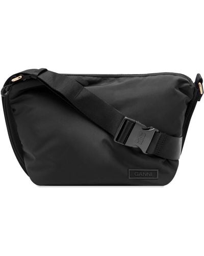 Ganni Recycled Tech Small Hobo Bag - Black