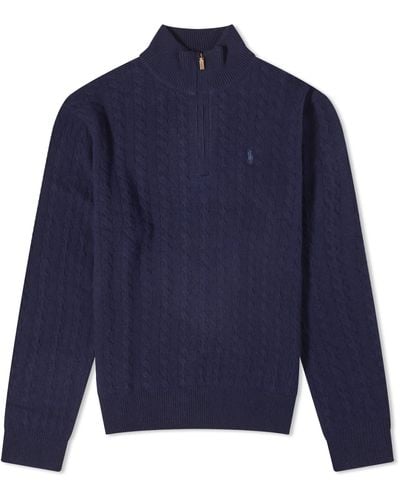 Polo Ralph Lauren Half Zip Cable Knit Sweater - Blue