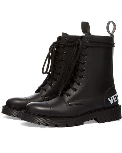Vetements Logo Lace-up Military Boots - Black