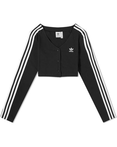 adidas Long Sleeve Button Up Top - Black