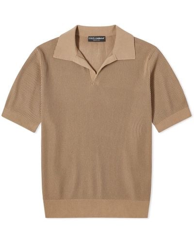 Dolce & Gabbana Show Look Knit Polo Shirt - Brown