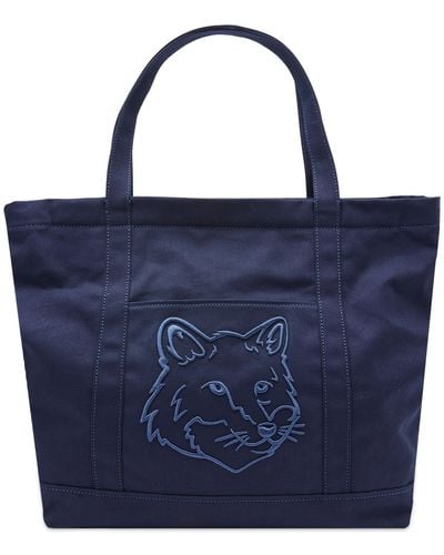 Maison Kitsuné Fox Head Large Tote Bag - Blue