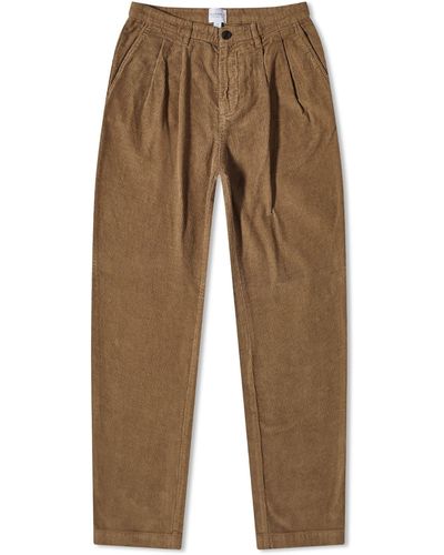 Sunspel Double Pleat Cord Pants - Brown