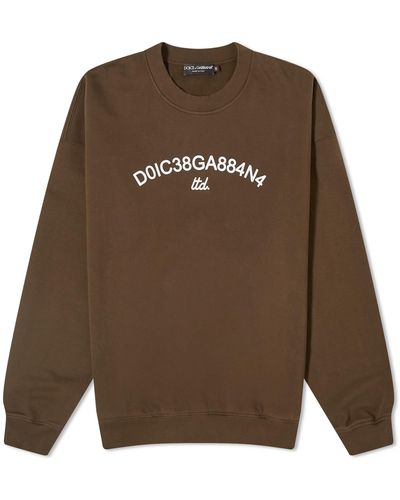 Dolce & Gabbana Number Logo Crew Sweatshirt - Brown