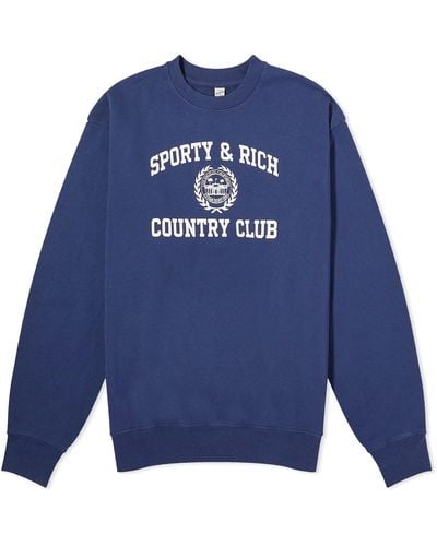 Sporty & Rich Varsity Crest Crew Sweat - Blue