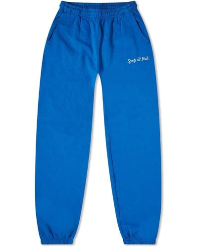 Sporty & Rich Italic Logo Sweat Trousers - Blue