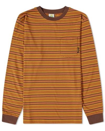 Hikerdelic Long Sleeve Stripe Pocket T-shirt - Brown