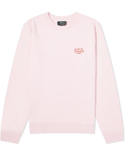 A.P.C. Rider Embroidered Logo Crew Sweat - Pink
