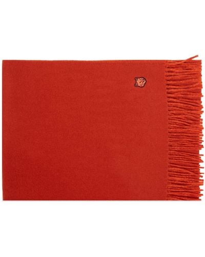 Maison Kitsuné Fox Head Patch Wool Scarf - Red
