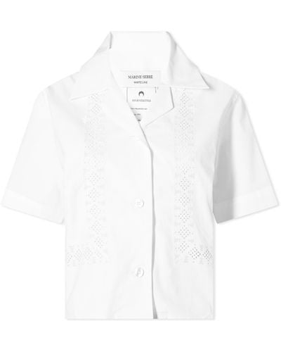 Marine Serre Regenerated Household Linen Cropped Shirt - White