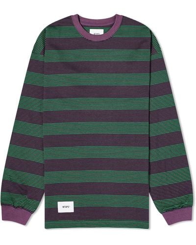 WTAPS Long Sleeve 15 Stripe T-Shirt - Green
