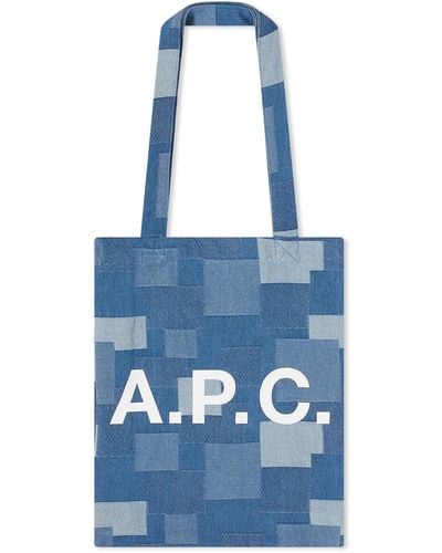 A.P.C. Lou Denim Patchwork Tote - Blue