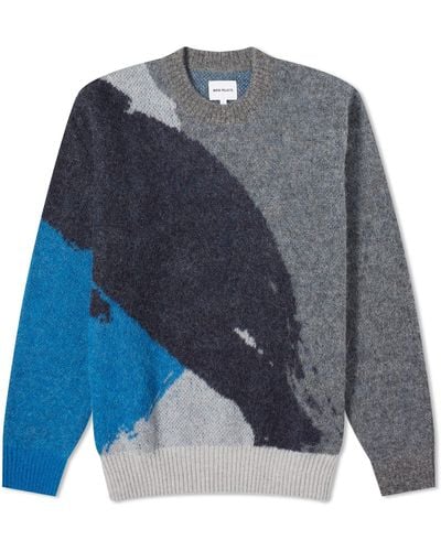 Norse Projects Arild Alpaca Mohair Jacquard Crew Sweater - Blue