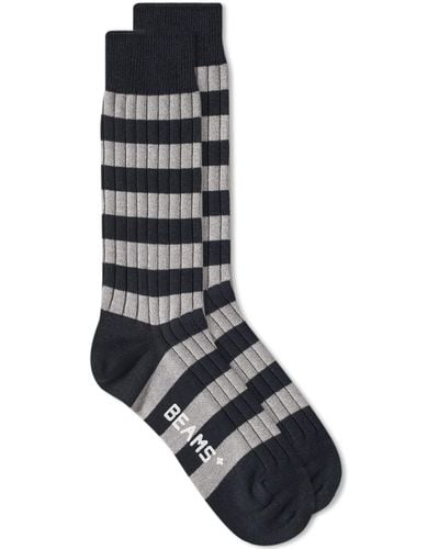 Beams Plus Stripe Rib Sock - Black