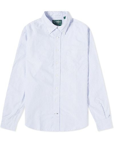 Gitman Vintage Button Down Stripe Oxford Shirt - White
