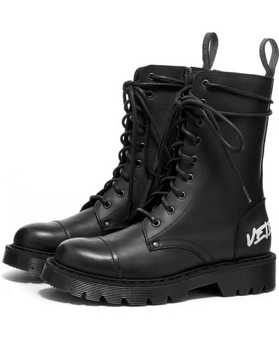 Vetements Logo Lace Up Military Boot - Black