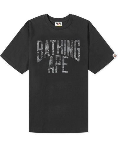 A Bathing Ape Layered Line Camo Nyc Logo T-Shirt - Black
