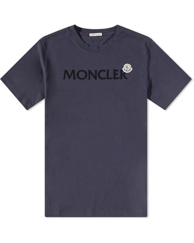 Moncler Text Logo T-Shirt - Blue