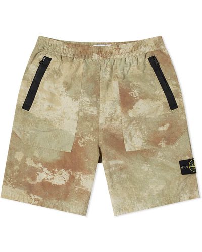 Stone Island Grid Camo Econyl Shorts - Natural
