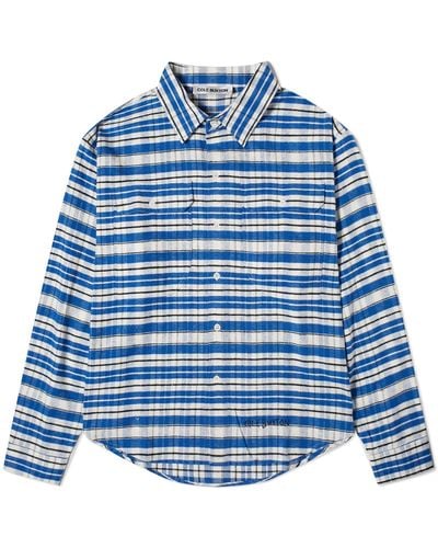 Cole Buxton Ss24 Flannel Check Shirt - Blue