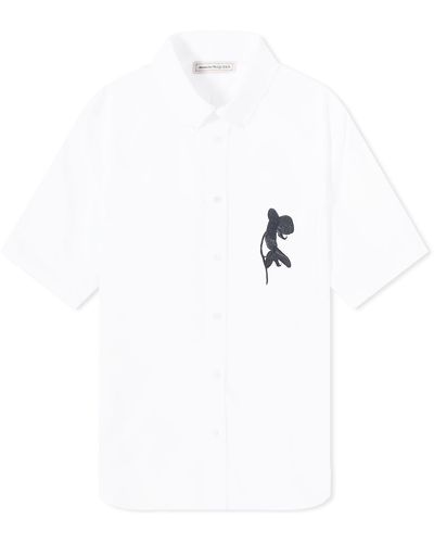 Alexander McQueen Orchid Pocket Short Sleeve Shirt - White