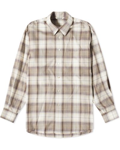 AURALEE Superlight Wool Check Shirt in White for Men | Lyst