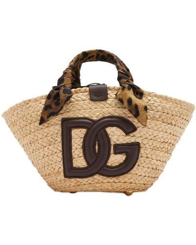 Dolce & Gabbana Leopard Logo Basket Bag - Brown