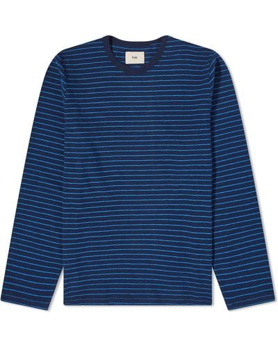 Folk Long Sleeve Striped T-Shirt - Blue