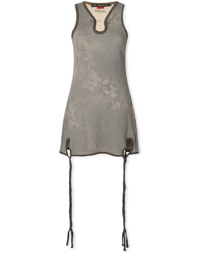 ANDERSSON BELL Camouflage Hand-Braided Waffle Dress - Grey