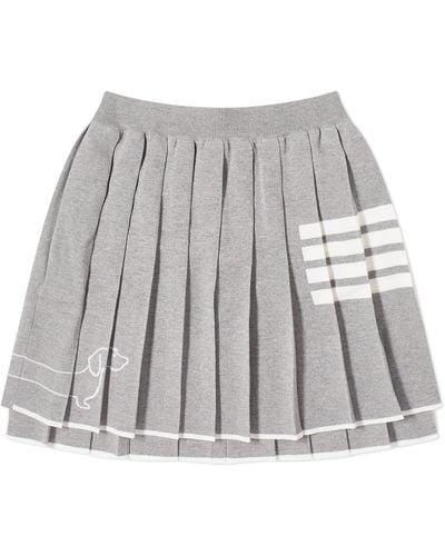 Thom Browne Hector Pleated 4 Bar Mini Skirt - Grey
