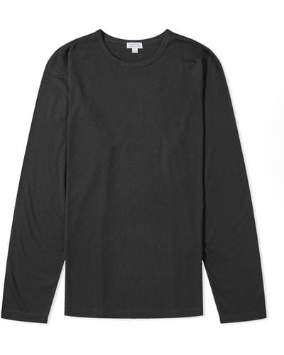 Sunspel Long Sleeve Lounge T-Shirt - Black