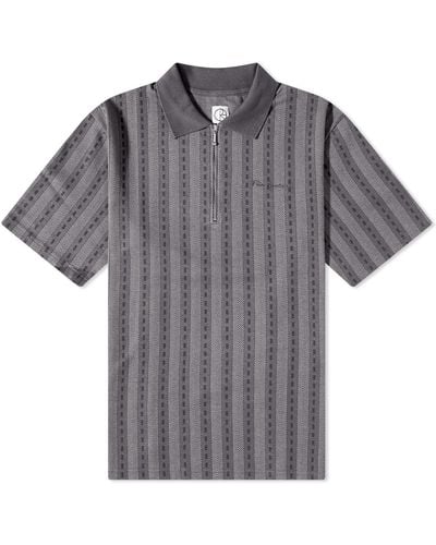 POLAR SKATE Road Zip Polo Shirt - Gray