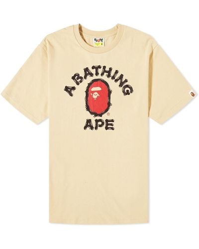 A Bathing Ape Brush University T-Shirt - Natural