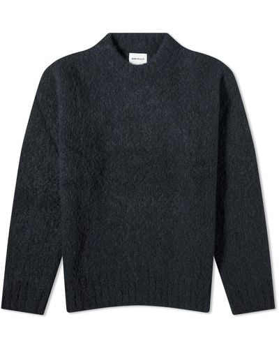 Norse Projects Rasmus Relaxed Flame Alpaca Crew Knit - Blue