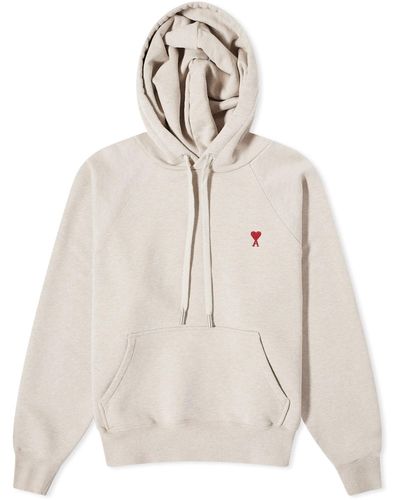Ami Paris Small A Heart Popover Hoodie - Natural