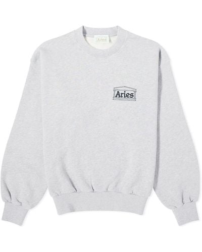 Aries Mini Temple Crew Neck Sweatshirt - Gray