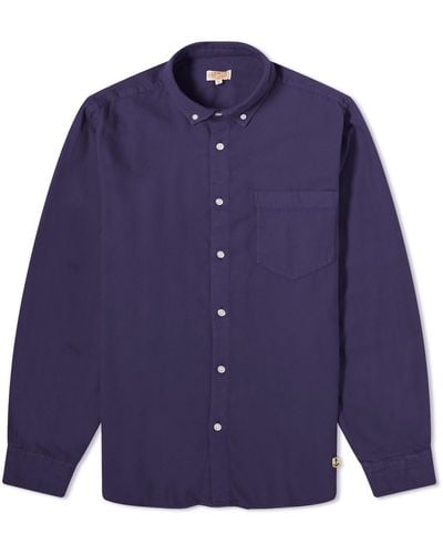 Armor Lux Button Down Flannel Shirt - Blue