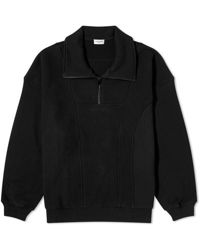 Saint Laurent Logo Half Zip Sweatshirt - Black