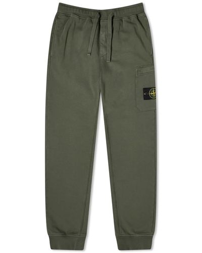 Stone Island Garment Dyed Pocket Sweat Pants - Green
