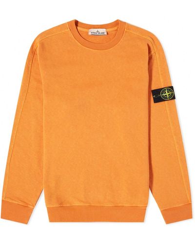 Stone Island Garment Dyed Malfile Crew Sweat - Orange