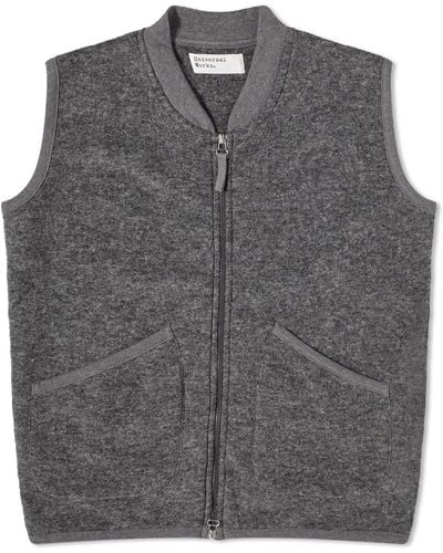 Universal Works Wool Fleece Zip Waistcoat - Gray