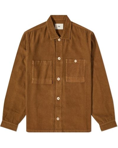 Folk Microcheck Cord Shirt End Exclusive - Brown