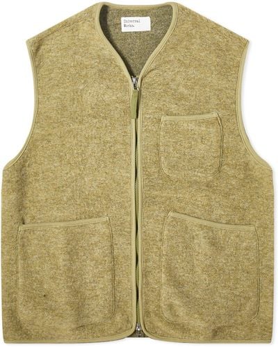 Universal Works Wool Fleece Zip Gilet - Green