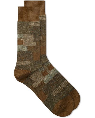 Anonymous Ism Patchwork Crew Sock - Brown