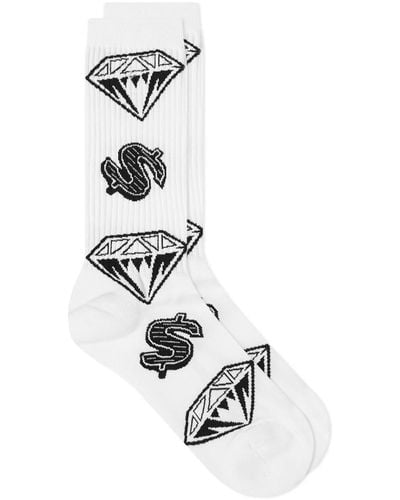 BBCICECREAM Diamonds & Dollars Socks - White
