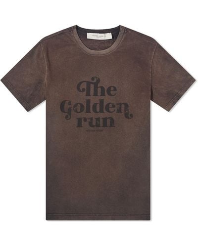 Golden Goose Golden Run Print T-Shirt - Brown
