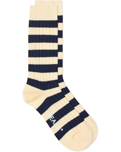 Beams Plus Rib Stripe Sock - Blue